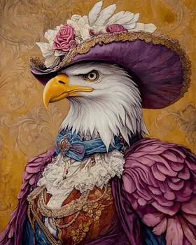 Bald Eagle Lady - Anthropomorphic Wall Art Prints – 8″x10″ Artwork for 11″x14″ Frame