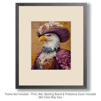 Bald Eagle Lady - Anthropomorphic Wall Art Prints – 8″x10″ Artwork for 11″x14″ Frame