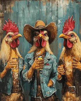The After Crowing Break - Anthropomorphic Wall Art Prints – 8″x10″ Artwork for 11″x14″ Frame