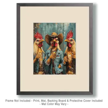 The After Crowing Break - Anthropomorphic Wall Art Prints – 8″x10″ Artwork for 11″x14″ Frame