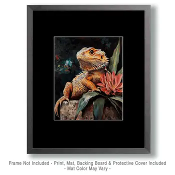 Bearded Dragon Portrait - Animal Still Life Wall Art Prints – 8″x10″ Artwork for 11″x14″ Frame