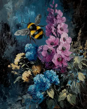 Vintage Bumble Bee - Animal Still Life Wall Art Prints – 8″x10″ Artwork for 11″x14″ Frame