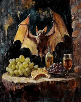 Vintage Flying Bat - Animal Still Life Wall Art Prints – 8″x10″ Artwork for 11″x14″ Frame