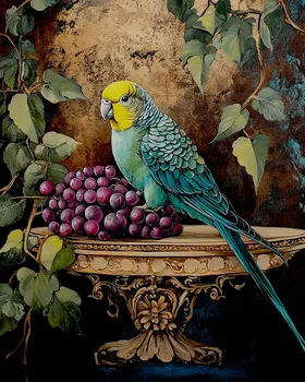 Vintage Parakeet - Animal Still Life Wall Art Prints – 8″x10″ Artwork for 11″x14″ Frame