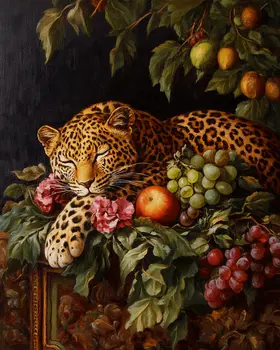 Sleeping Jaguar - Animal Still Life Wall Art Prints – 8″x10″ Artwork for 11″x14″ Frame