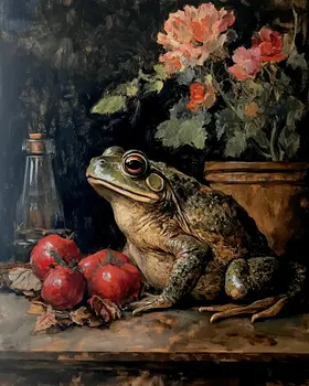 Vintage Toad - Animal Still Life Wall Art Prints – 8″x10″ Artwork for 11″x14″ Frame
