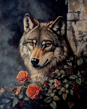 Vintage Wolf Portrait - Animal Still Life Wall Art Prints – 8″x10″ Artwork for 11″x14″ Frame