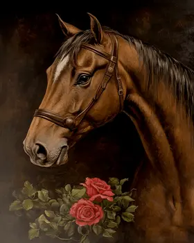 Horse Portrait - Animal Still Life Wall Art Prints – 8″x10″ Artwork for 11″x14″ Frame