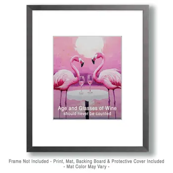 Age and Wine - Flamingo Animal Memes – 8″x10″ Artwork in 11″x14″ Mat