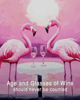 Age and Wine - Flamingo Animal Memes – 8″x10″ Artwork in 11″x14″ Mat