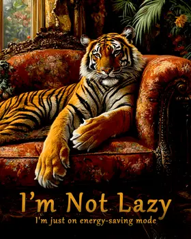 Not Lazy - Tiger Animal Memes – 8″x10″ Artwork in 11″x14″ Mat