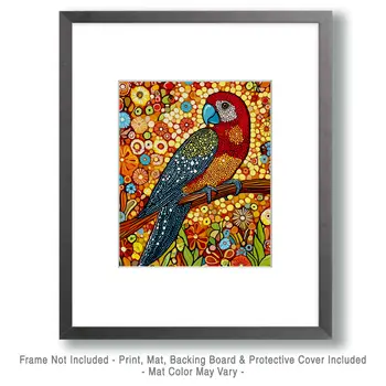 Parrot - Australian Wildlife Wall Art Prints – 8″x10″ Artwork for 11″x14″ Frame