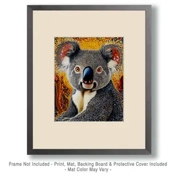 Koala Bear Portrait - Australian Wildlife Wall Art Prints – 8″x10″ Artwork for 11″x14″ Frame