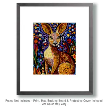 Kangaroo - Australian Wildlife Wall Art Prints – 8″x10″ Artwork for 11″x14″ Frame