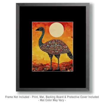 Emu - Australian Wildlife Wall Art Prints – 8″x10″ Artwork for 11″x14″ Frame