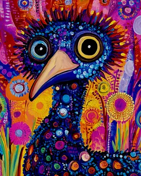 Crazy Emu - Australian Wildlife Wall Art Prints – 8″x10″ Artwork for 11″x14″ Frame