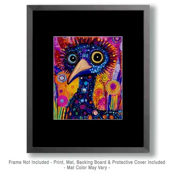 Crazy Emu - Australian Wildlife Wall Art Prints – 8″x10″ Artwork for 11″x14″ Frame