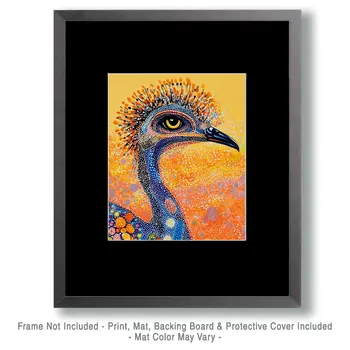 Emu Portrait - Australian Wildlife Wall Art Prints – 8″x10″ Artwork for 11″x14″ Frame