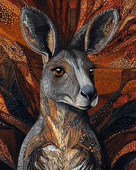 Kangaroo Portrait - Australian Wildlife Wall Art Prints – 8″x10″ Artwork for 11″x14″ Frame