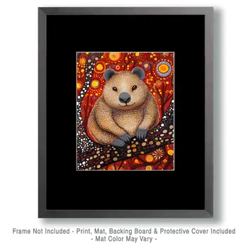 Wombat - Australian Wildlife Wall Art Prints – 8″x10″ Artwork for 11″x14″ Frame
