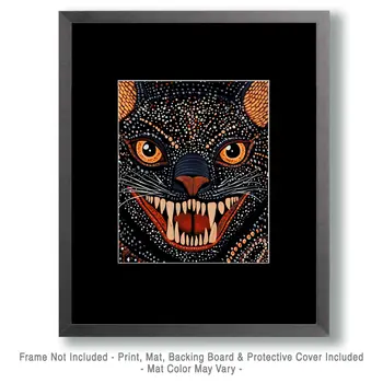 Tasmanian Devil Face - Australian Wildlife Wall Art Prints – 8″x10″ Artwork for 11″x14″ Frame