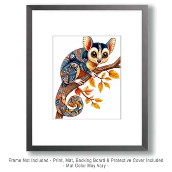 Minimalist Sugar Glider - Australian Wildlife Wall Art Prints – 8″x10″ Artwork for 11″x14″ Frame
