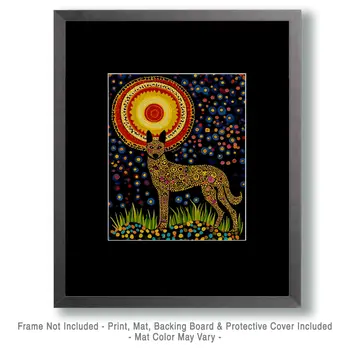 Dingo at Night - Australian Wildlife Wall Art Prints – 8″x10″ Artwork for 11″x14″ Frame