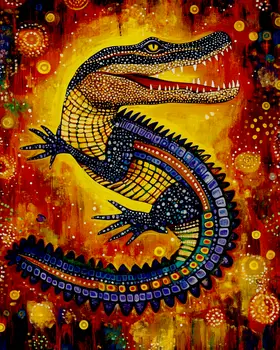 New Gator Artwork - Australian Wildlife Wall Art Prints – 8″x10″ Artwork for 11″x14″ Frame
