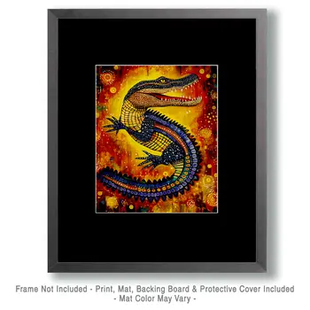 New Gator Artwork - Australian Wildlife Wall Art Prints – 8″x10″ Artwork for 11″x14″ Frame