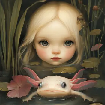 Axolotl, Folks!: Big Eyes, Low Brow, High Brow Art Wall Art Prints - 8"x10" Art Print for 11"x14" Frame