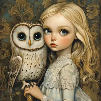Gustav the Owl: Big Eyes, Low Brow, High Brow Art Wall Prints 8"x10" for 11" x 14" Frames