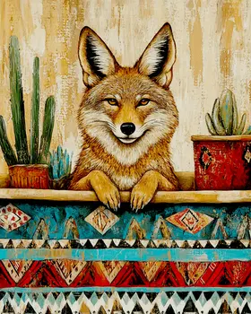 Coyote Still-Life - Southwest Bathroom Wall Art Prints – 8″x10″ Artwork for 11″x14″ Frame