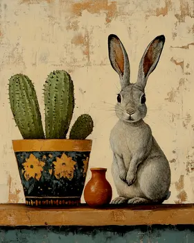 Jackrabbit Still-Life - Southwest Bathroom Wall Art Prints – 8″x10″ Artwork for 11″x14″ Frame