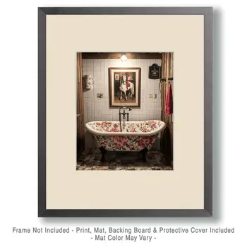 Painted Bathtub with Pic of Horse - Bathroom Wall Art Prints – 8″x10″ Artwork for 11″x14″ Frame