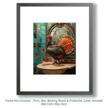 Foul Looking in Mirror - Bathroom Wall Art Prints – 8″x10″ Artwork for 11″x14″ Frame