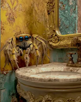 Spider Looking in a Mirror - Bathroom Wall Art Prints – 8″x10″ Artwork for 11″x14″ Frame