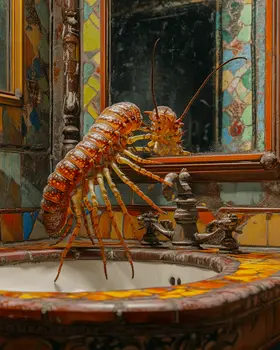 Centipede Looking in a Mirror - Bathroom Wall Art Prints – 8″x10″ Artwork for 11″x14″ Frame
