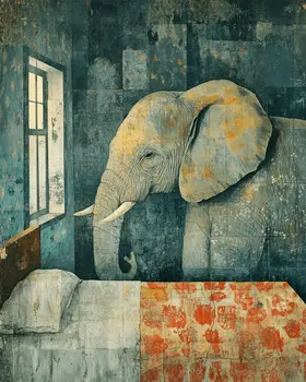 Elephant Bedroom Wall Art - Bedroom Art Prints – 8″x10″ Artwork in 11″x14″ Mat