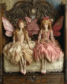 Two Very Fine Fairies - Bedroom Art Prints – 8″x10″ Artwork in 11″x14″ Mat
