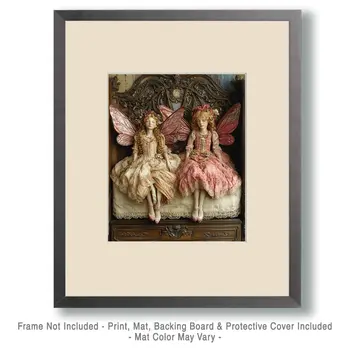 Two Very Fine Fairies - Bedroom Art Prints – 8″x10″ Artwork in 11″x14″ Mat
