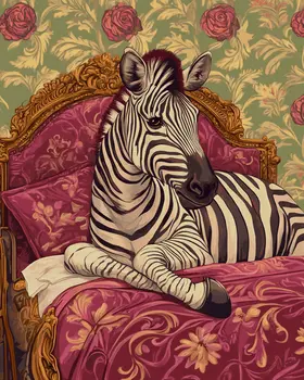 Zebra Lounging in Bed - Bedroom Art Prints – 8″x10″ Artwork in 11″x14″ Mat