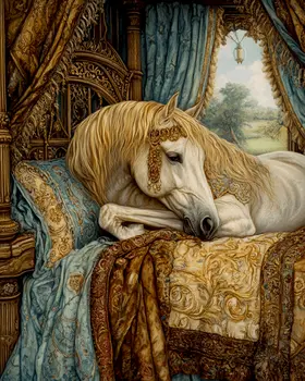 Horse in Bed - Bedroom Art Prints – 8″x10″ Artwork in 11″x14″ Mat