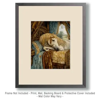 Horse in Bed - Bedroom Art Prints – 8″x10″ Artwork in 11″x14″ Mat