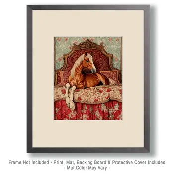 Colt in Bed - Bedroom Art Prints – 8″x10″ Artwork in 11″x14″ Mat