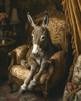 Donkey in Lounge Chair - Bedroom Art Prints – 8″x10″ Artwork in 11″x14″ Mat