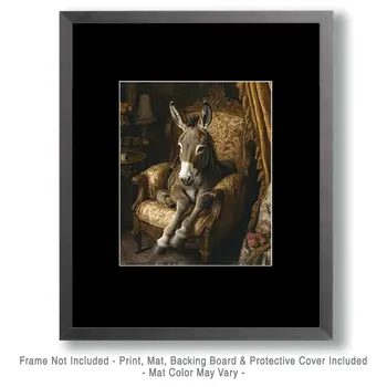 Donkey in Lounge Chair - Bedroom Art Prints – 8″x10″ Artwork in 11″x14″ Mat