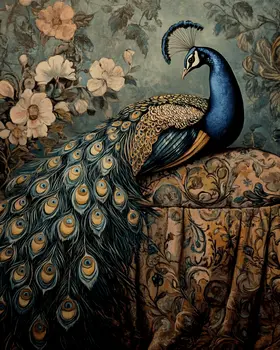 Peacock Still-Life - Bedroom Art Prints – 8″x10″ Artwork in 11″x14″ Mat