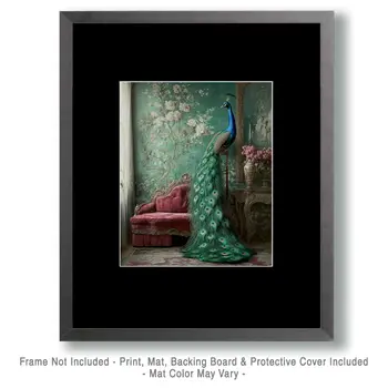 Peacock Morning - Bedroom Art Prints – 8″x10″ Artwork in 11″x14″ Mat