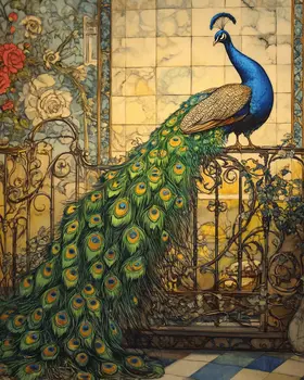 Vintage Peacock - Bedroom Art Prints – 8″x10″ Artwork in 11″x14″ Mat