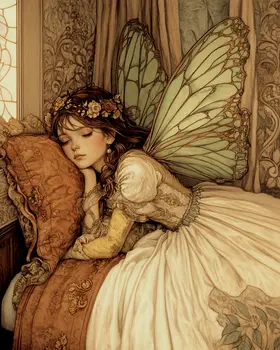 Sleeping Fairy - Bedroom Art Prints – 8″x10″ Artwork in 11″x14″ Mat
